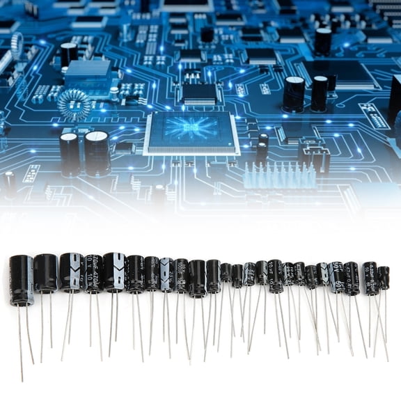 Riousery 545Pcs 24 Models 0.1uF-1000uF Aluminum Electrolytic Capacitor Assortment Kit with Storage Box