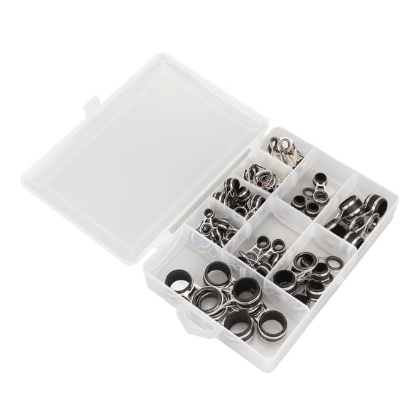 Riousery 55 Pcs Fishing Rod Guides Line Rings Set Stainless Steel Ceramic 9 Sizes Tip Repair Kit