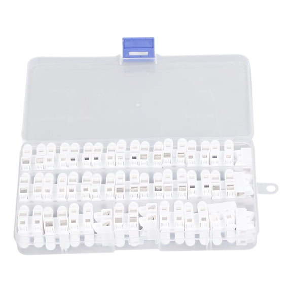 Riousery 55 Pcs Push Quick Wire Connector 2 Pin Push in Spring Clamp Terminal Flame Retardant Wiring Connector 250V 2A Electrical Wire Connectors for Home Improvement Industrial Use 7.09 inches/18 cm