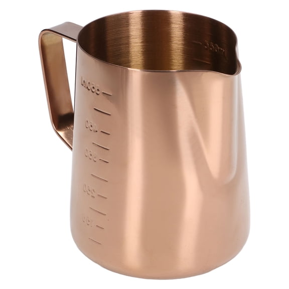 Riousery 550ML / 18.6 oz Milk Frothing Cup with Scale, Premium Rose Gold Stainless Steel Frothing Pitcher, Durable Coffee Steaming Pitcher for Espresso and Latte Art