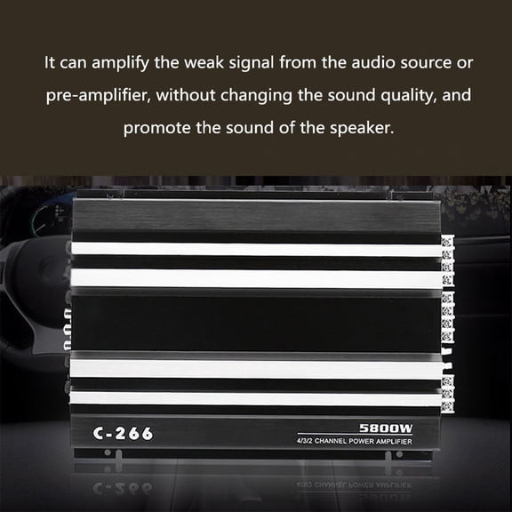 Riousery 5800W 4-Channel Car Audio Amplifier High Power Amp 4-Way Automobile Stereo Sound System Modification Part Aluminum Housing 13.8V Universal Fit Black