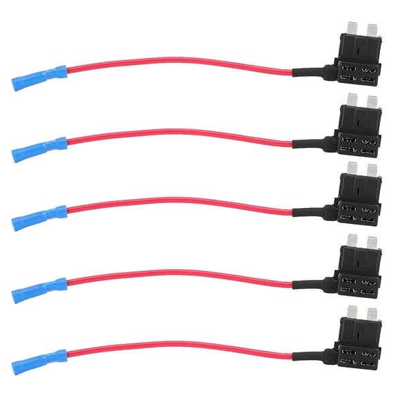Riousery 5Pcs Car Additional Circuit Medium Standard Blade Fuse Box Block Holder, Blue Head, 80V 20A Insert Type, Automotive Electronics Accessories, 7.09 inches / 18 cm Length