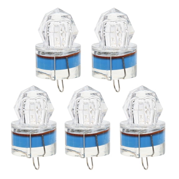 Riousery 5Pcs Fishing Lure Light Diamond Shape LED Underwater Flashing Bass Attractant Light Blue