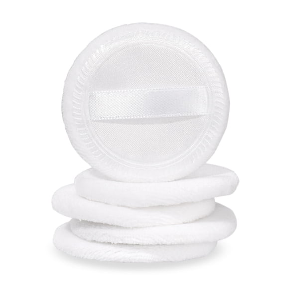 Riousery 5Pcs Natural Cotton Powder Puff Body Puff Makeup Tool for Loose Powder and Foundation Application Soft Delicate Face Sponges White 2.28 inches / 5.8 cm