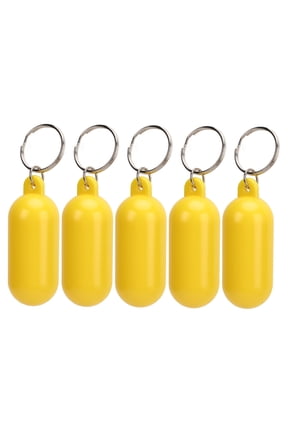 5Pcs Plastic Floating Keychain Key Ring Pill Shape Floating Key Ring for Boating Fishing Kayak Surfing Sailing Outdoor Sports Accessories Yellow