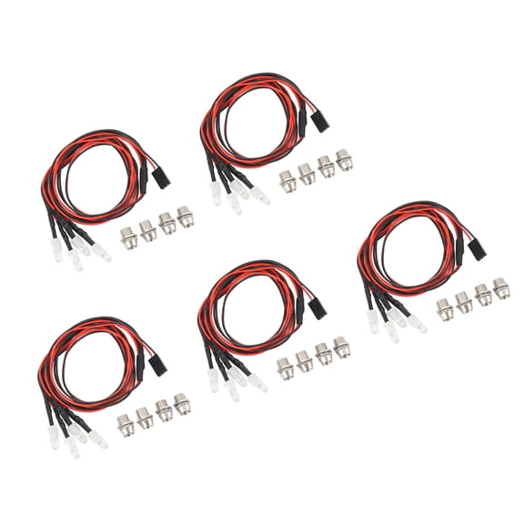 Riousery 5Pcs RC Car LED Light Kit 5mm Red Light Beads Replacement Parts for Traxxas Hsp Redcat Axial Scx10 D90 Hpi RC Vehicles Accessories Toy Upgrade Parts 7.87 inches / 20 cm Length