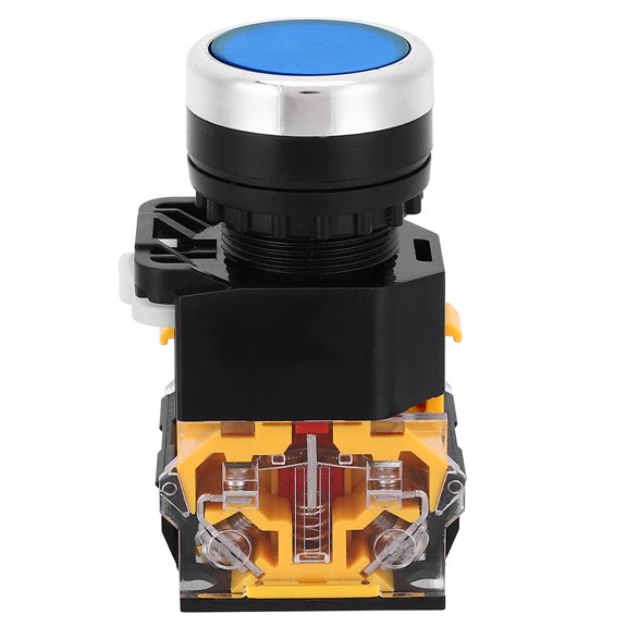 Riousery 5pcs 22mm Push Button Switch Self Locking 37V-440V, Blue - Industrial Control Panel Replacement Switch (5.9 inches / 15 cm)