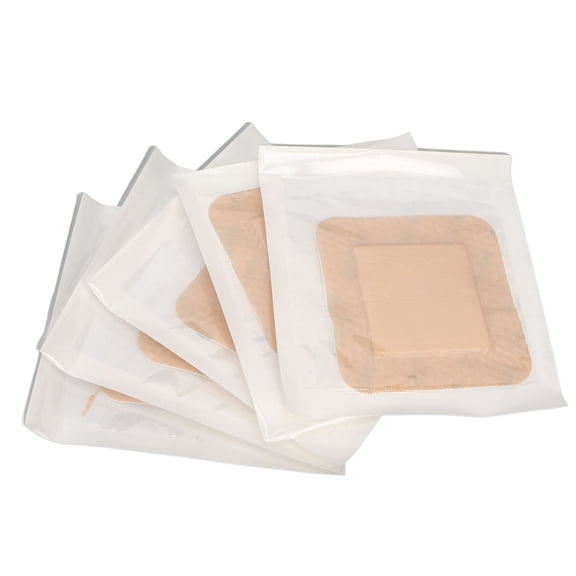 Riousery 5pcs Bordered Silicone Gel Pressure Sore Dressing Pads, Self Adhesive Foam Patches for Wound Care, 2.95 x 2.95 inches / 7.5 x 7.5 cm