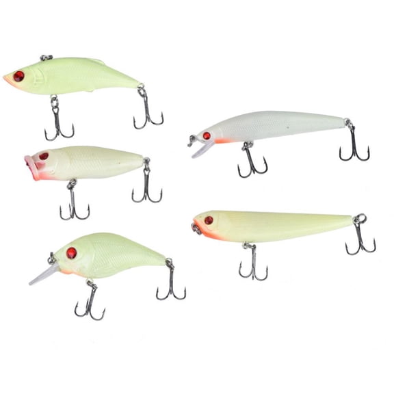 Riousery 5pcs Luminous Fishing Lures ABS Hard Baits Hook Tackle Accessory Set (4.23 oz / 120 g)