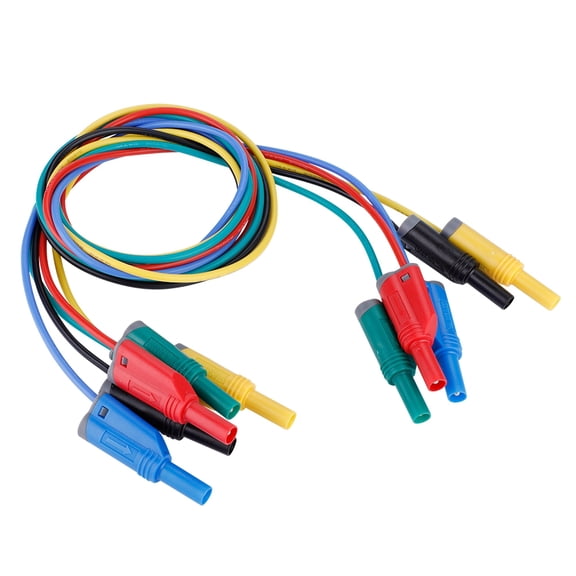 Riousery 5pcs P1050-1 4mm Banana Plug Safety Soft Silicone Wire Stack Test Lead 14AWG For Multimeter, Tinned Copper Welding Connection, 3.3 ft / 1 m Length, Electrical Measurement Tool