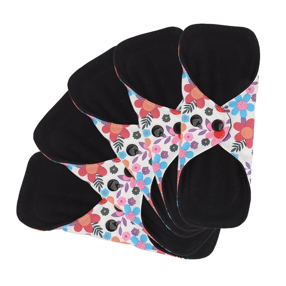Riousery 5pcs Reusable Menstrual Pads Breathable Highly Absorbent Cotton Postpartum Sanitary Pad Washable Recyclable Skin-Friendly Postpartum Care Size S (6.69 inches / 17 cm Length)