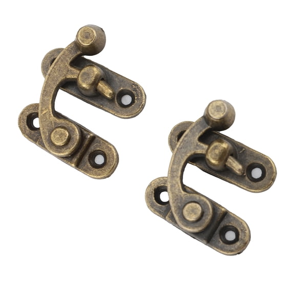 Riousery 6 Set Swing Arm Clasp Latch Bronze Mini Vintage Antique Lock Clasp Left Right Hook Hasp Horn Metal Catch Curved Buckle 1.26 x 1.1 inches / 32 x 28 mm