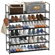 Riousery 6 Tier 38.4 Inch Shoe Rack for Entryway Closet, Shoe Storage Organizer Hold Up 35 Pairs Shoe, Shoe Shelf with Black Non-woven Fabric