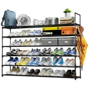 Riousery 6-Tier Extra Length 56.7 Inch Shoe Rack for Entryway, Shoe Storage Organizer Hold Up 50 Pairs Shoe, Long Shoe Shelf, Black
