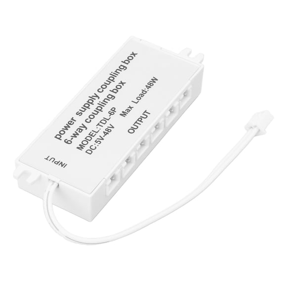 Riousery 6 Way Coupling Box XH2.5 Port Power Supply Junction Box 48W 5-48V Plug and Play Splitter Connector for LED Light Strips Cabinet Illumination Home Improvement Wiring Accessories
