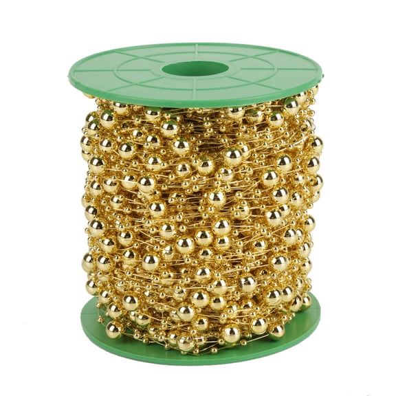 Riousery 60m/196.9ft Electroplating Pearl Wire Beads Garland String DIY Wedding Party Decoration 3mm+8mm Golden Imitation Pearls Artificial Garlands for Christmas Holiday Tree Crafting Projects