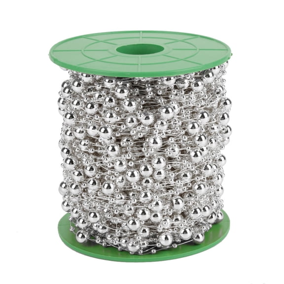 Riousery 60m/196.9ft Electroplating Pearl Wire Beads Garland String DIY Wedding Party Decoration 3mm+8mm Silver Imitation Pearls Artificial Garlands for Christmas Holiday Tree Crafting Projects
