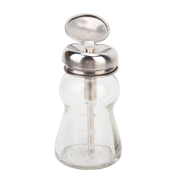 Riousery 60ml / 2oz Empty Glass Nail Polish Remover Pump Dispenser Bottle with Copper Core, Portable Makeup Liquid Container, Thickened Glass Push Down Liquid Pumping Dispenser for Salon and Home Use