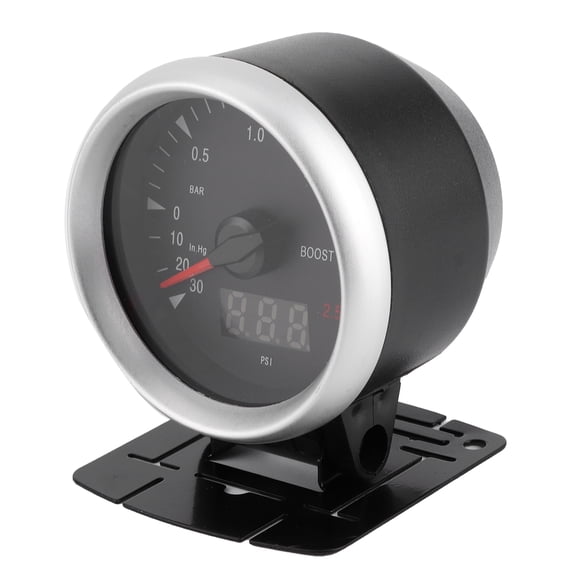 Riousery 60mm / 2.5 inches 12V Universal LED Car Turbo Boost Gauge -30 to 2.5 BAR Replacement Sensor with LED Indicator Control and Installation Accessories