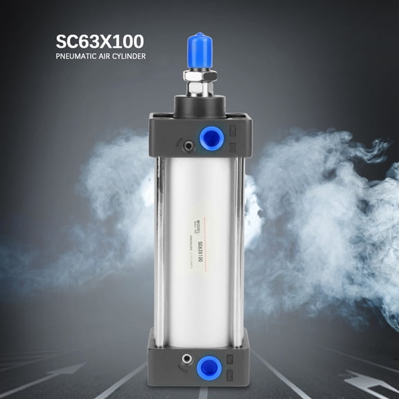 Riousery 63mm Bore 100mm Stroke Screwed Piston Rod Pneumatic Air Cylinder Dual Action[cite: 1]