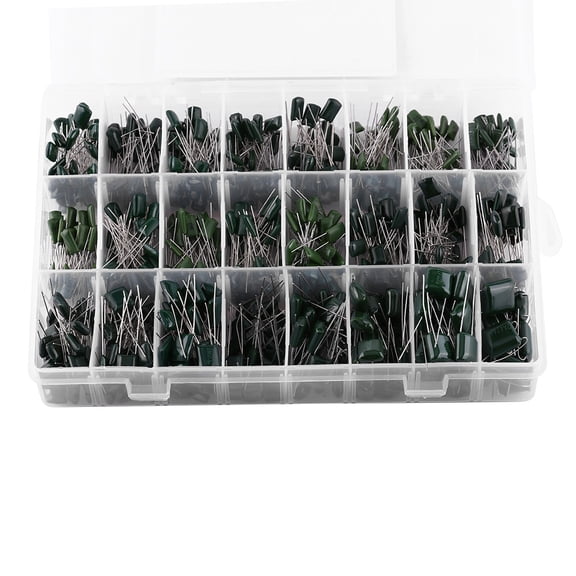 Riousery 660pcs 24Value Polyester Film Paper Capacitors Set 100V Assorted Kit 0.22nF to 470nF (7.87 inches / 20 cm Length)