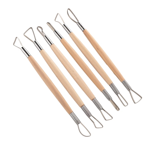 Riousery 6Pcs Clay Sculpting Loops Rakes Tools Set Double Ended Pottery Modelling Shaping Craft Kit