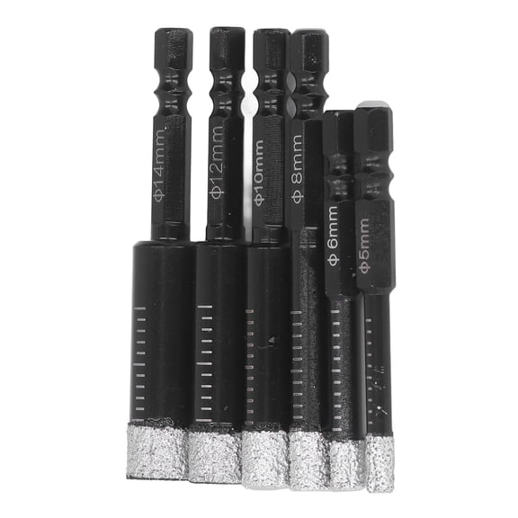 Riousery 6Pcs Dry Diamond Drill Bit Set for Tile Marble Porcelain Ceramic Granite Masonry (5-14mm / 0.20-0.55 inches)