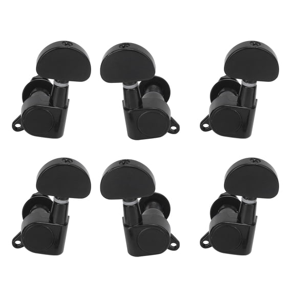 Riousery 6Pcs Guitar String Tuning Peg Metal 3 Left 3 Right Sealed Tuner Key Machine Head Set Black, 4.72 inches