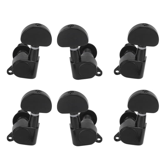 Riousery 6Pcs Guitar String Tuning Peg Metal 3 Left 3 Right Sealed Tuner Key Machine Head Set Black, 4.72 inches