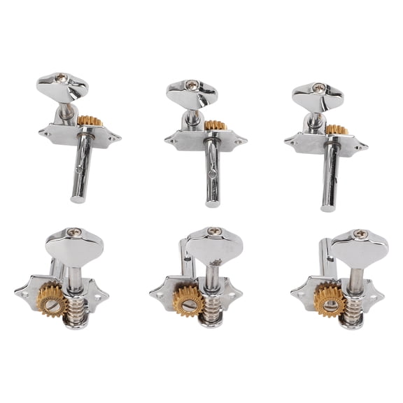 Riousery 6Pcs Guitar String Tuning Peg Metal Open Tuner Key Machine Head Set Kit for Acoustic Electric Silver (3.54 inches / 9.0 cm)