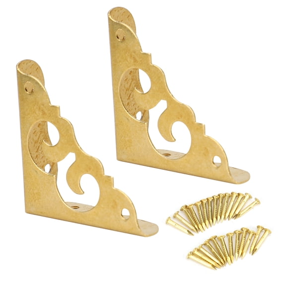 Riousery 6Pcs Retro Decorative Corner Cover Brass Jewelry Gift Box Guard Furniture Hardware Accessories