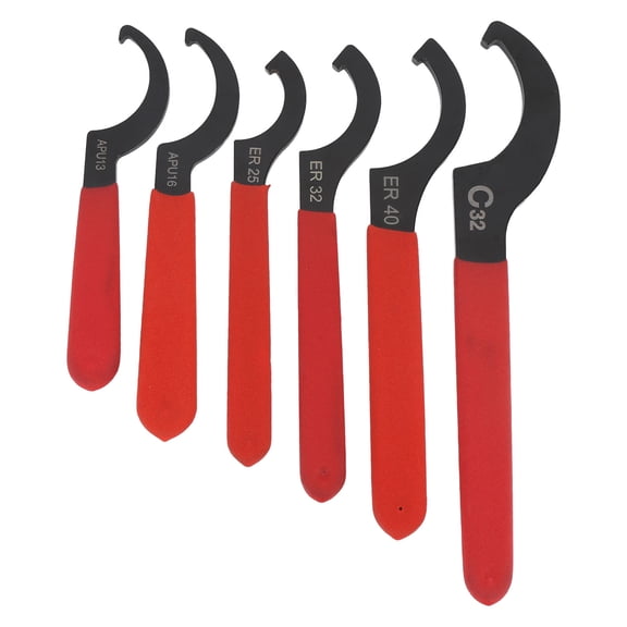 Riousery 6Pcs Universal Spanner Wrench Set APU13 16 ER25 32 40 C32 Steel Adjustable Shock Spanner Hook Wrench Coilover Adjustment Tool for Motorcycle ATV Dirt Bike Shock Absorber (13 inches / 33 cm)