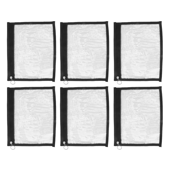 Riousery 6pcs Zipper Pouch Travel Portable Transparent Water Resistant PVC Storage Organizer Bag for Cosmetics Small Black Clear 11.02 x 9.05 inches / 28 x 23 cm