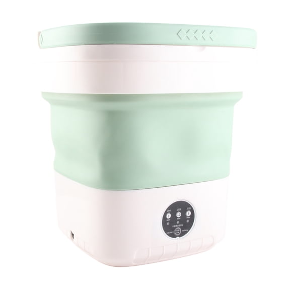Riousery 7.5L Mini Portable Bucket Washer Foldable Washing Machine with Soft Spin Dry and Drainage Pipe 100-240V Green EU Plug[cite: 1]