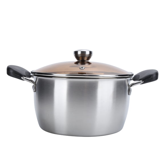 Riousery 7.9 Inches / 20 cm Composite Steel Thicken Milk Soup Pot Saucepan with Lid, Silver