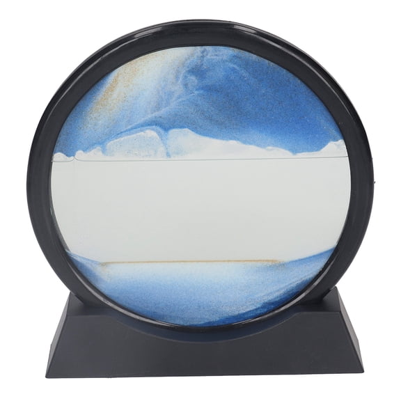 Riousery 7 Inches 3D Moving Sand Art Picture Deep Sea Sandscape Relaxing Hourglass Desktop Decoration Figurine Knick-Knack for Home Office Blue