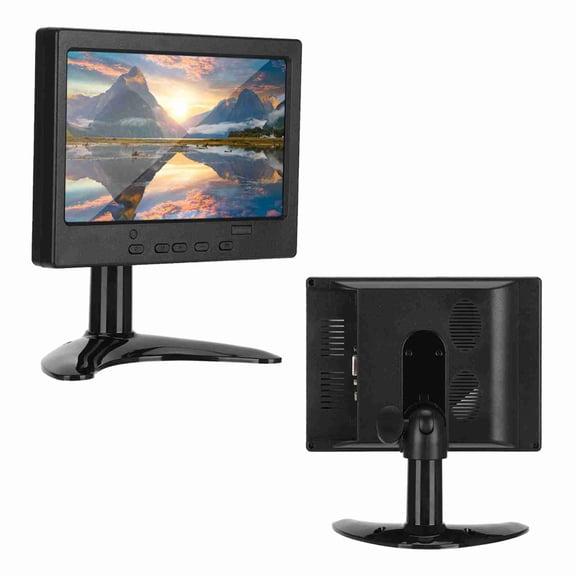 Riousery 7 inches / 17.78 cm Multifunction Display Monitor 1080p LED Screen with HDMI VGA AV Input Stand EU Plug Black[cite: 1]
