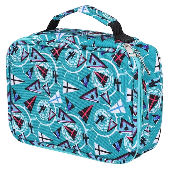 Riousery 72 Holes Large Capacity Pencil Case Multi Layer Colored Pencil Zipper Bag Holder Pouch For Student Artist Art Supplies Green Geometric Design 9.06 inches / 23 cm