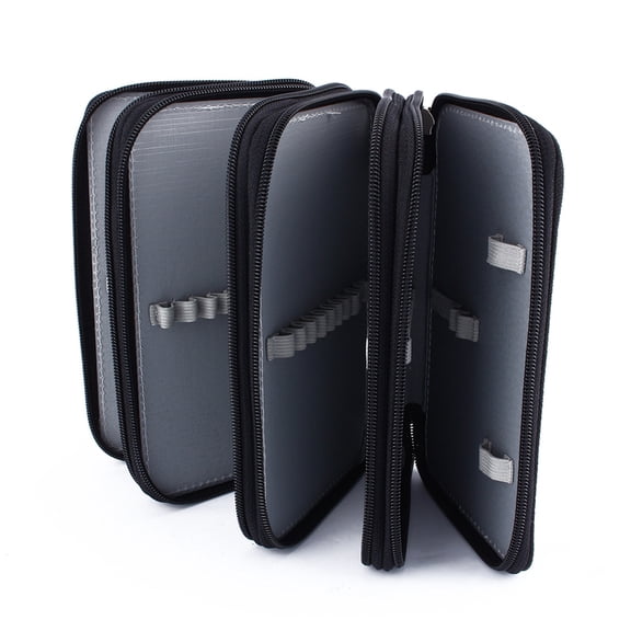 Riousery 72 Inserting Super Large Capacity Multilayer Pencil Pen Bag Pouch Cosmetic Case, Black, 8.66 inches / 22.0 cm