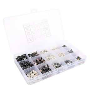 Riousery 750 Pieces 15 Value Tactile Push Button Switch Assortment Kit, Micro Tact Switch for PCB Circuit Board Control, SMD and DIP Assorted Sizes (7.09 inches / 18.00 cm)