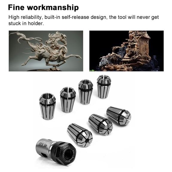 Riousery 7PCS ER11 1-7mm Spring Collets Set with 5mm Motor Shaft Holder Extension Rod for Engraving Milling Drilling