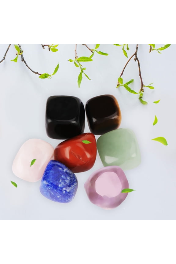 7PCS Natural Crystal Healing Tumbled Stones Set Yoga Chakras Energy Stones For Home Decoration, 0.39-0.79 inches / 10-20 mm