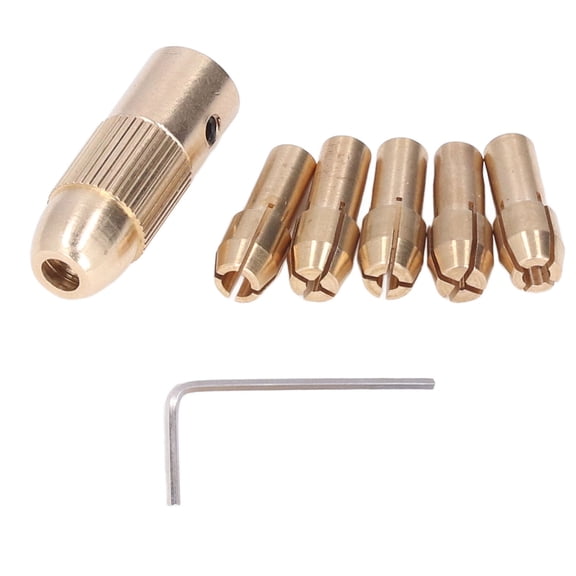 Riousery 7Pcs Mini Electric Grinder Chuck 4 Jaw Brass Drill Chuck Set 0.5-3.0mm Collet for Rotary Tools