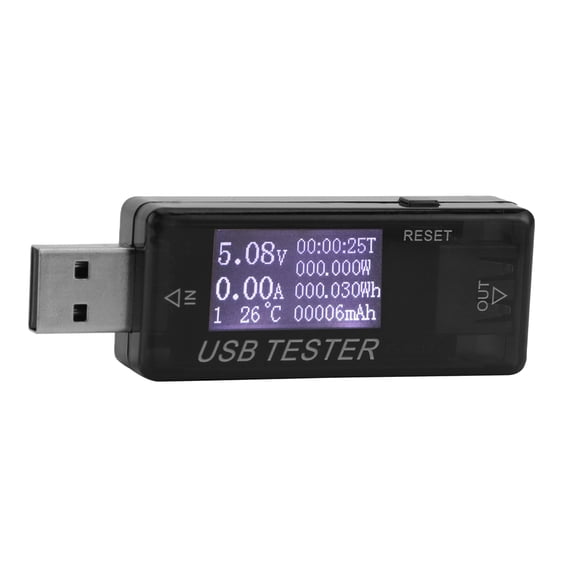 Riousery 8-In-1 Digital USB Tester Voltmeter Current Meter Detector 0-5A 0-150W 4-30V Black