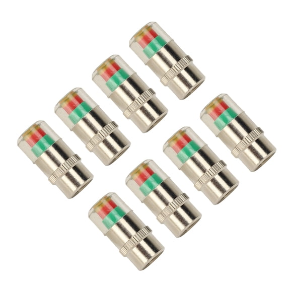 Riousery 8 Pcs Car Tire Pressure Monitor Valve Stem Caps, 35 PSI / 2.4 Bar Sensor Indicator with 3 Color Alert, Metal and PC (0.39 x 0.98 inches / 1 x 2.5 cm)