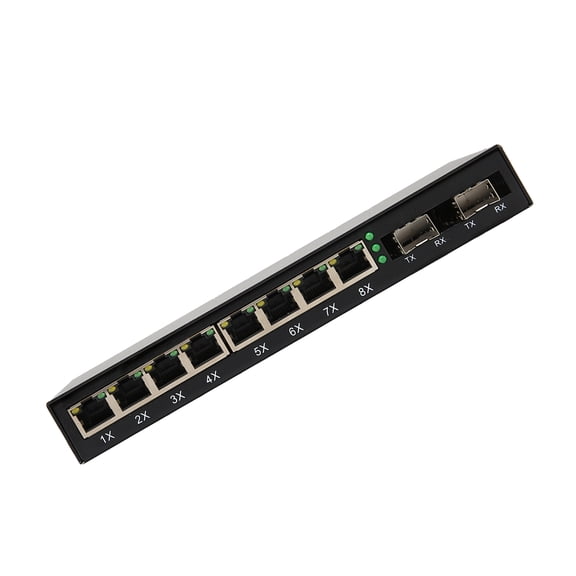 Riousery 8-Port Gigabit Ethernet Switch, Adaptive 10/100/1000M Optical Media Converter for High-Speed Signal Transmission