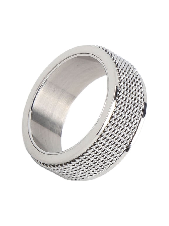 8MM Mens Spinner Ring Noiseless Titanium Steel Cool Anxiety Ring Silver No. 10 62.4mm / 2.5in[cite: 1]