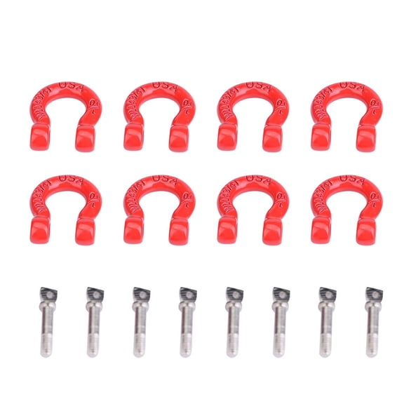 Riousery 8PCS Metal Tow Shackle Rescue Lock Catch RC Accessories Set for Climbing Crawler Car Axial SCX10 TAMIYA CC01 D90 D110 TF2 Compatible Parts Red 2.75 inches