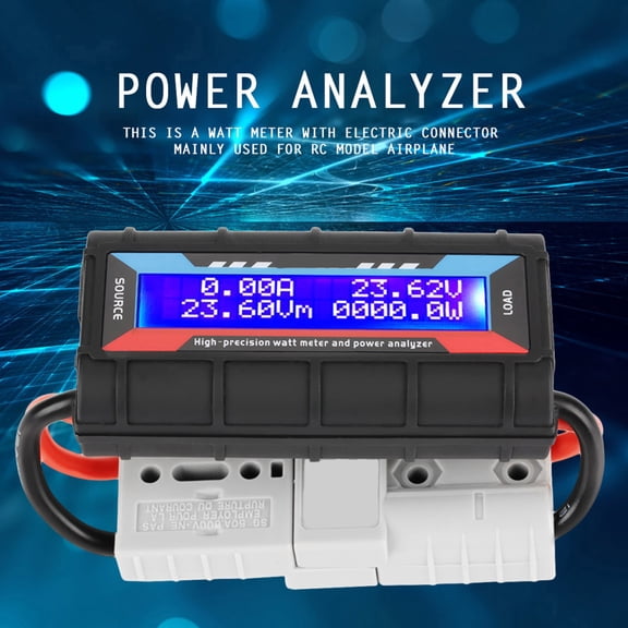 Riousery 8V~60V High Precision Watt Meter Voltage Amp Meter Power Analyzer for Model Airplane RC System 150A Digital LCD Display (3.4x1.7 in / 8.5x4.3 cm)