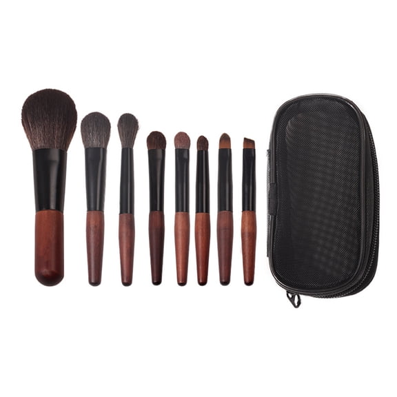 Riousery 8pcs Mini Portable Makeup Brush Set with Storage Beginner Friendly Powder Eye Shadow Versatile Synthetic Brushes for Face and Body 5.12 inches / 13 cm